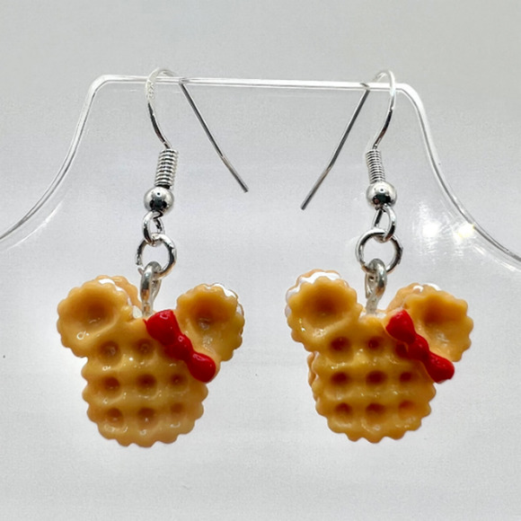 Minnie Mouse Waffle Earrings - Breakfast Earrings - Ice Cream Sandwich Earrings - Picture 7 of 9